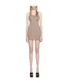 Blumarine Brown Embroidered Minidress In Nude