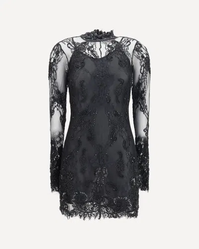 Blumarine Embroidered Lace Mini Dress In Blue