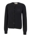 Blumarine Embroidered Logo Button Cardigan In Black