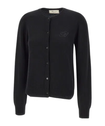 BLUMARINE BLUMARINE LOGO EMBROIDERED CREWNECK CARDIGAN