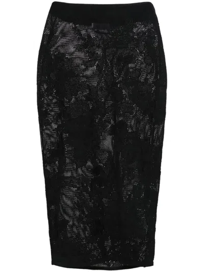 BLUMARINE EMBROIDERED PENCIL MIDI SKIRT