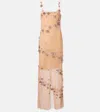 Blumarine Embroidered Tulle Gown In Beige