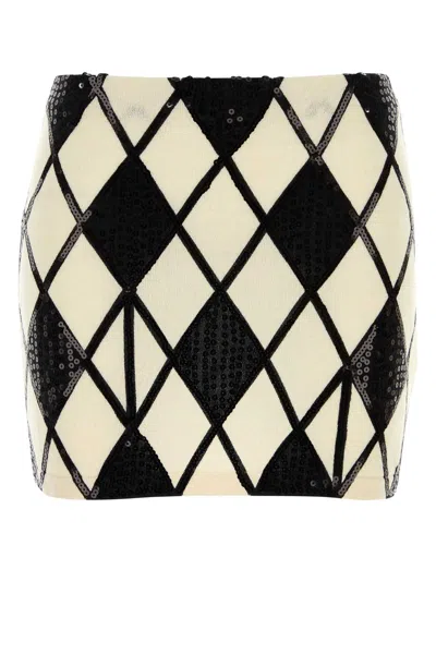 Blumarine Embroidered Wool-blend Mini Skirt In White