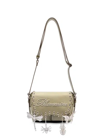Blumarine Embroidery Charm Shoulder Bag In Green