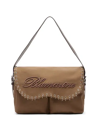 Blumarine Embroidery Embellishment Shoulder Bag In Brown