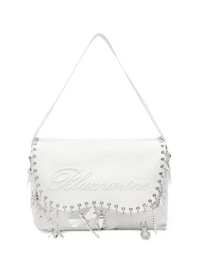 Blumarine Embroidery Insect-charm Shoulder Bag In White