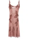 Blumarine Embroidery Lace Midi Dress In Pink