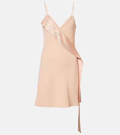 Blumarine Envers Crystal-embellished Logo Slip Dress In Nude