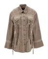 Blumarine Eyelet-embellished Denim Jacket In Brown