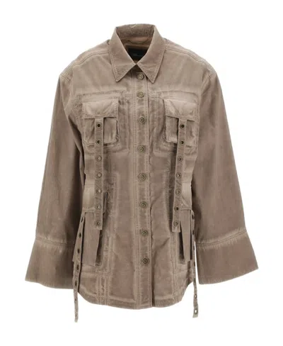 BLUMARINE BLUMARINE EYELET-DETAILED DENIM JACKET