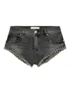 Blumarine Eyelet-detail Denim Shorts In Black