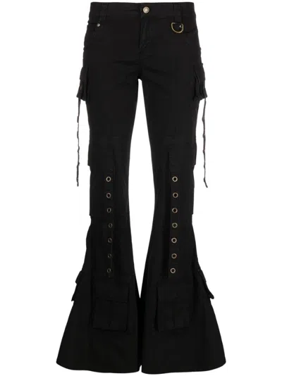 Blumarine Eyelet-detail Low-rise Trousers In Black