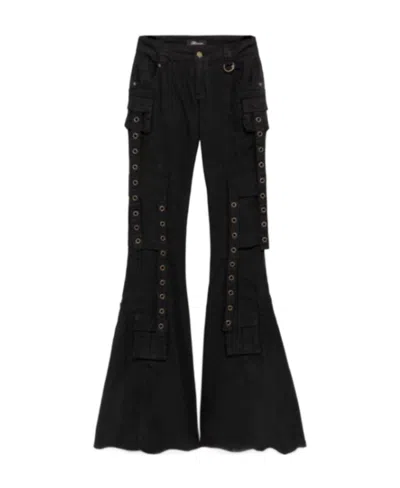 Blumarine Eyelet-detail Low-rise Trousers In Black