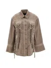 Blumarine Eyelet-embellished Denim Jacket In Brown