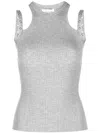 Blumarine Eyelet-detailing Round-neck Top In Grey