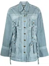 Blumarine Eyelet-embellished Denim Jacket In Blue