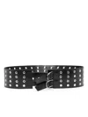 Blumarine Eyelet Embellished Leather Belt In Black