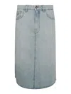 Blumarine Blue Cotton Denim Skirt In Azul Claro
