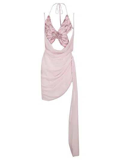 Blumarine Ruched Mini Dress In Pink