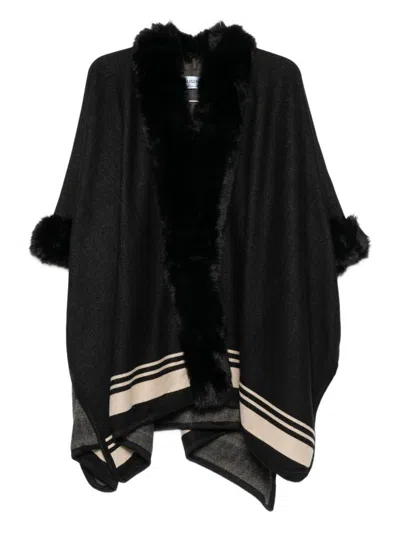 Blumarine Faux Fur Cape In Black