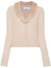 Blumarine Faux-fur Collar Cardigan In Neutrals