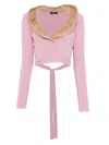 Blumarine Faux-fur-collar Cardigan In Pink