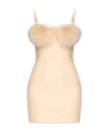 Blumarine Faux-fur Detail Mini Dress In Nude