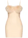 Blumarine Faux-fur Detail Mini Dress In Pink