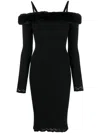 Blumarine Black Viscose Stretch Off Shoulder Dress