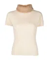 Blumarine Faux-fur Neck Top In White