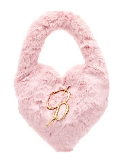 Pre-owned Blumarine Faux Fur Top Handle Bag In Pink