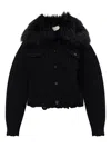 Blumarine Faux-fur-trim Button-up Jacket In Black