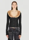 Blumarine Faux Fur Trim Cardigan In Black