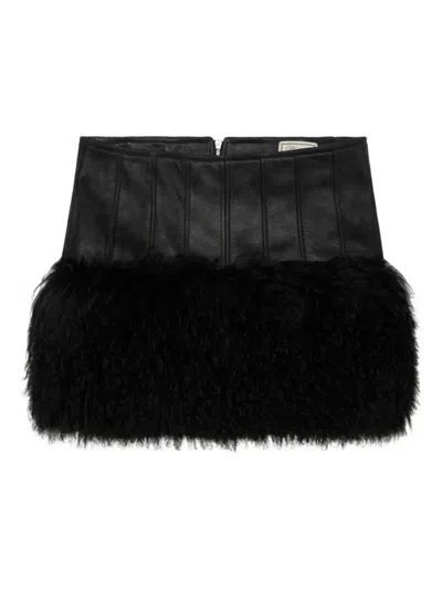 Blumarine Faux-fur Trim Mini Skirt In Black