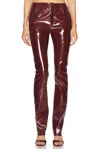 Blumarine Skinny Vinyl Trousers In Burgundy