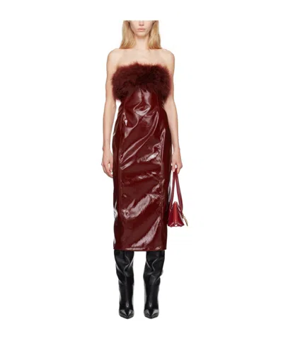 Blumarine Feather-decorated Dress In Brown