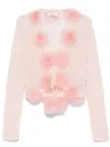 Blumarine Pink Feather Cardigan In N0115 Powder Pink