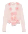 Blumarine Pink Feather Cardigan In Pink