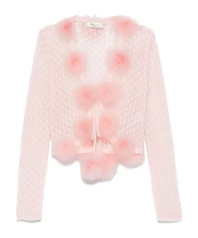 BLUMARINE FEATHER-DETAIL CARDIGAN