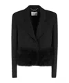 Blumarine Feather-trim Blazer In Black