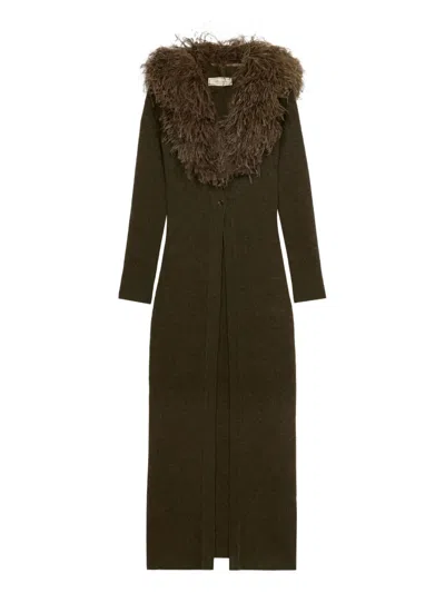 Blumarine Feather-embellished Long Cardigan