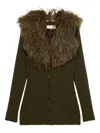 Blumarine Feather-embellished Wool Cardigan