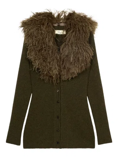 Blumarine Feather-embellished Wool Cardigan