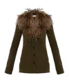 Blumarine Feather-embellished Wool Cardigan In Brown