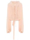 Blumarine Feather-trim Georgette Blouse In Pink