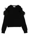 Blumarine Feather-trim Jumper In Black