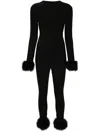 Blumarine Feather Jumpsuit In Black
