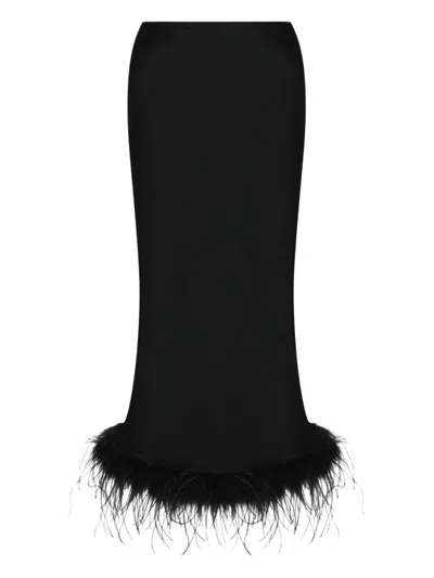 Blumarine Feather Trim Skirt In Black