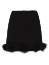 Blumarine Textured Knit Mini Skirt With Whimsical Fur Pom-poms In Black