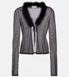 Blumarine Feather-trimmed Cardigan In Black